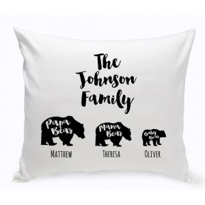 Millwood Pines Westbury Personalized Bear Family Cotton Throw Pillow JMSI4399